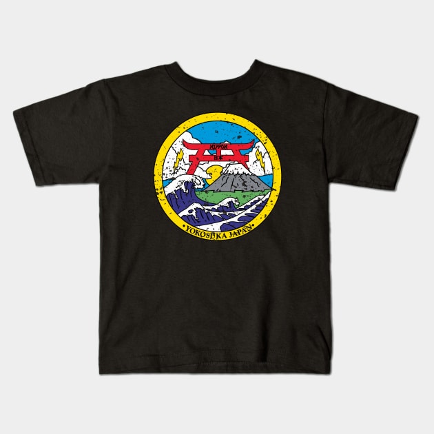 Yokosuka Japan Vintage Insignia Kids T-Shirt by Mandra